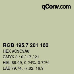 カラーコード: RGB 195.7 201 166 | qconv.com