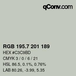 カラーコード: RGB 195.7 201 189 | qconv.com
