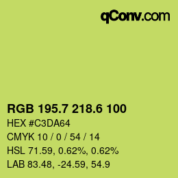 カラーコード: RGB 195.7 218.6 100 | qconv.com