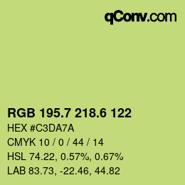 カラーコード: RGB 195.7 218.6 122 | qconv.com