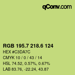 カラーコード: RGB 195.7 218.6 124 | qconv.com