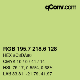 カラーコード: RGB 195.7 218.6 128 | qconv.com