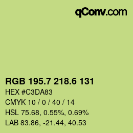 カラーコード: RGB 195.7 218.6 131 | qconv.com