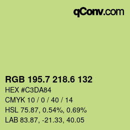 カラーコード: RGB 195.7 218.6 132 | qconv.com