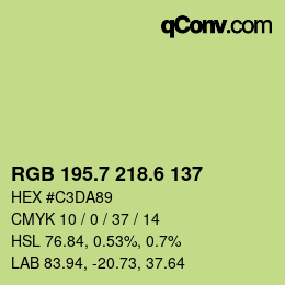 カラーコード: RGB 195.7 218.6 137 | qconv.com