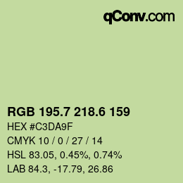 カラーコード: RGB 195.7 218.6 159 | qconv.com