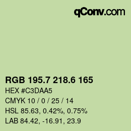 カラーコード: RGB 195.7 218.6 165 | qconv.com