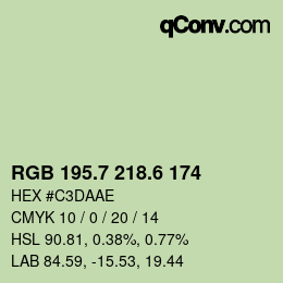 カラーコード: RGB 195.7 218.6 174 | qconv.com
