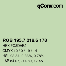 カラーコード: RGB 195.7 218.6 178 | qconv.com
