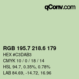カラーコード: RGB 195.7 218.6 179 | qconv.com