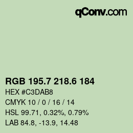カラーコード: RGB 195.7 218.6 184 | qconv.com