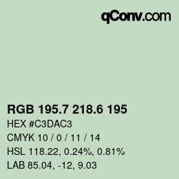 カラーコード: RGB 195.7 218.6 195 | qconv.com