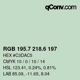 カラーコード: RGB 195.7 218.6 197 | qconv.com