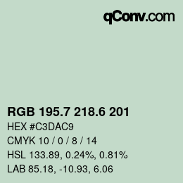 カラーコード: RGB 195.7 218.6 201 | qconv.com