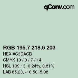 カラーコード: RGB 195.7 218.6 203 | qconv.com