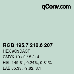 カラーコード: RGB 195.7 218.6 207 | qconv.com