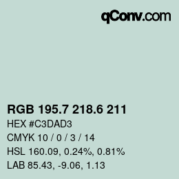 カラーコード: RGB 195.7 218.6 211 | qconv.com