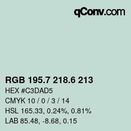 カラーコード: RGB 195.7 218.6 213 | qconv.com