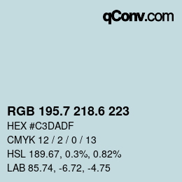 カラーコード: RGB 195.7 218.6 223 | qconv.com