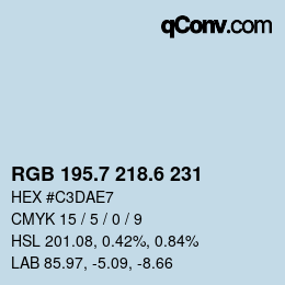 カラーコード: RGB 195.7 218.6 231 | qconv.com