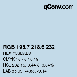 カラーコード: RGB 195.7 218.6 232 | qconv.com