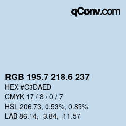 カラーコード: RGB 195.7 218.6 237 | qconv.com