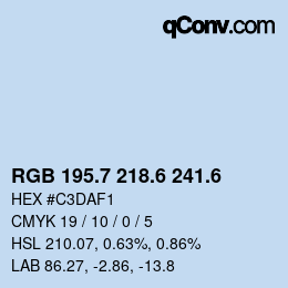 カラーコード: RGB 195.7 218.6 241.6 | qconv.com