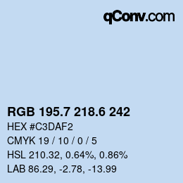 カラーコード: RGB 195.7 218.6 242 | qconv.com