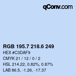 カラーコード: RGB 195.7 218.6 249 | qconv.com
