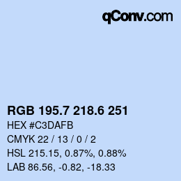 カラーコード: RGB 195.7 218.6 251 | qconv.com