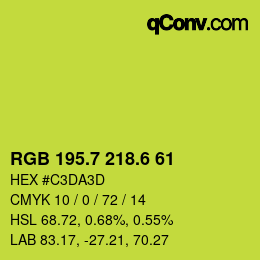 カラーコード: RGB 195.7 218.6 61 | qconv.com