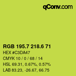 カラーコード: RGB 195.7 218.6 71 | qconv.com