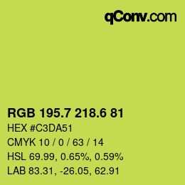 カラーコード: RGB 195.7 218.6 81 | qconv.com