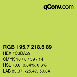 カラーコード: RGB 195.7 218.6 89 | qconv.com