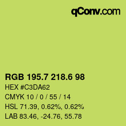 カラーコード: RGB 195.7 218.6 98 | qconv.com