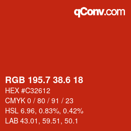 カラーコード: RGB 195.7 38.6 18 | qconv.com