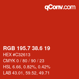 カラーコード: RGB 195.7 38.6 19 | qconv.com