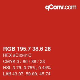 カラーコード: RGB 195.7 38.6 28 | qconv.com