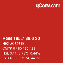 カラーコード: RGB 195.7 38.6 30 | qconv.com