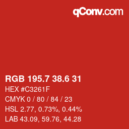 カラーコード: RGB 195.7 38.6 31 | qconv.com