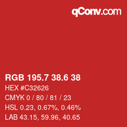 カラーコード: RGB 195.7 38.6 38 | qconv.com