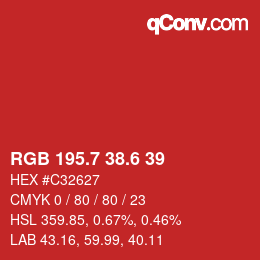 カラーコード: RGB 195.7 38.6 39 | qconv.com