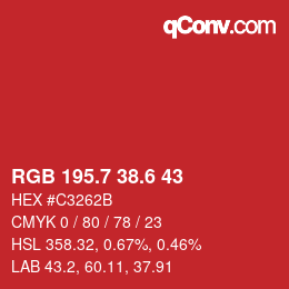 カラーコード: RGB 195.7 38.6 43 | qconv.com