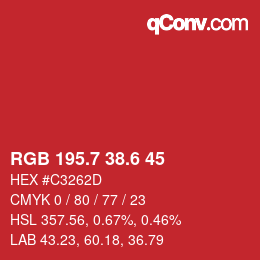 カラーコード: RGB 195.7 38.6 45 | qconv.com