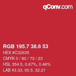 カラーコード: RGB 195.7 38.6 53 | qconv.com
