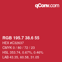 カラーコード: RGB 195.7 38.6 55 | qconv.com