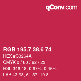 カラーコード: RGB 195.7 38.6 74 | qconv.com