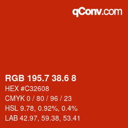 カラーコード: RGB 195.7 38.6 8 | qconv.com
