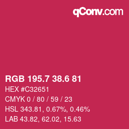 カラーコード: RGB 195.7 38.6 81 | qconv.com