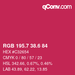 カラーコード: RGB 195.7 38.6 84 | qconv.com